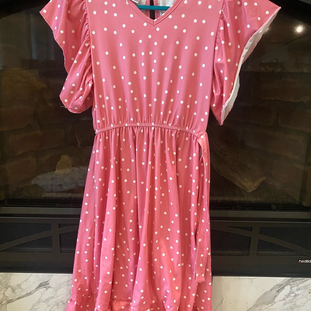 Girls Pink Polka Dot Dress